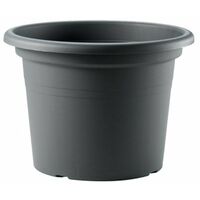 Vaso tondo in plastica Cilindro Basic colorato per giardino piante e fiori -25 cm / Antracite
