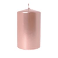 Candela cilindrica decorata "Pillar Metallica" rosa decorazione natalizia -Piccola