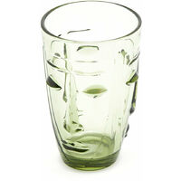 Set 6 Bicchieri in Vetro Verde "Svasati" Faccia Bombata arredamento moderno -10 cm