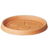Sottovaso ''Tondo Classic'' in plastica per vasi da interno ed esterno -22 cm / Cappuccino