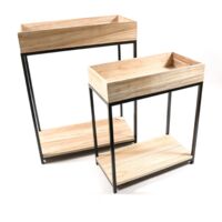 Set 2 Fioriera porta vaso in legno e metallo da interno ed esterno Shabby