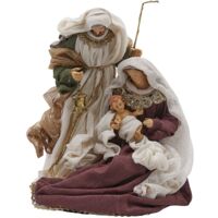 Natività "King" con base e vestiti in tessuto Bordeaux per presepe Natalizio da 36 cm