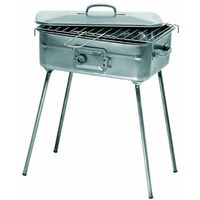 Barbecue a carbone in acciaio 80x65 cm trasportabile con piano dappoggio centrale e ruote BST CARIBE 612 LUX