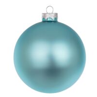 Palline per albero di Natale in vetro decorate color Celeste Puro Opaco -4 sfere da 10 cm