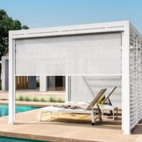 Tenda a rullo Frangisole laterale per pergola Bioclimatica con zanzariera -Bianco / Lato 3.6 mt