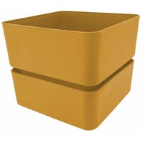 Vaso quadrato "Veleta" in Plastica da esterno e giardino per piante e fiori -9 cm / Curry