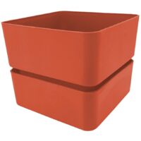 Vaso quadrato "Veleta" in Plastica da esterno e giardino per piante e fiori -12 cm / Corallo