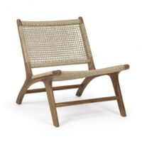 Poltrona "Adelita" con struttura in legno di teak, intreccio in fibra sintetica per esterno -Classico