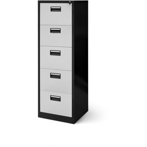 Jan Nowak Hängeregistraturschrank V005 Hängemappenschrank Hängeregisterschrank Aktenschrank mit 5 Schubladen Pulverbeschichtung Stahlblech 162 cm x 46 cm x 62 cm (H x B x T) (Anthrazit/Weiß) (1/2)