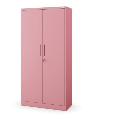 Metallschrank C34 Aktenschrank Werkzeugkschrank Umkleideschrank Spind Flügeltüren Kleiderstange Pulverbeschichtung Metall Abschließbar 185 cm x 90 cm x 45 cm (H x B x T) (Rosa)
