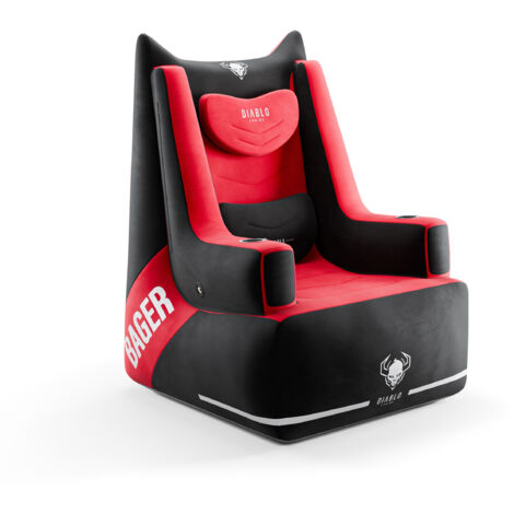 Diablo BAGER Gaming Sessel Gamer Stuhl Aufblasbar, Belastbar bis 120 kg, Schwarz-Rot + Luftpumpe