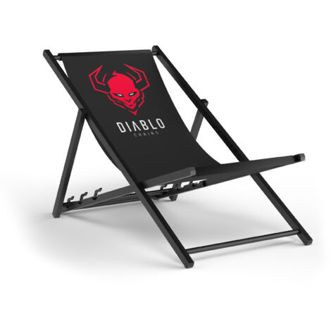 Diablo Liegestuhl Gartenstuhl Strandliege Relaxliege Liege Strandstuhl Gartenliege Sonnenliege für Strand, Garten, Balkon und Terrasse Holz Klappbar, Farbe: Schwarz-Rot (1/3)