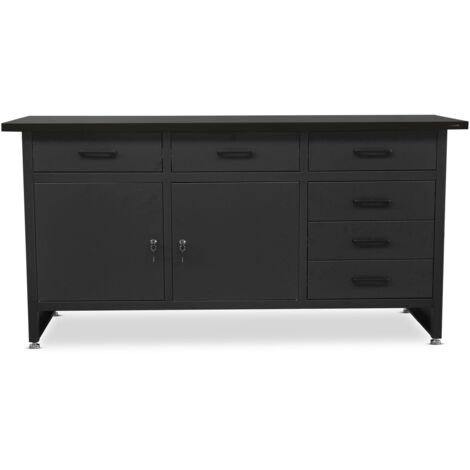 Werkbank HENRY, 1700 x 850 x 600 mm, All Black: schwarz