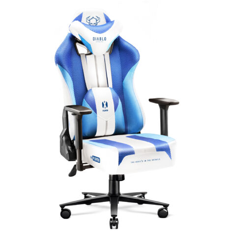 Diablo X-Player 2.0 Gaming Stuhl Computerstuhl ergonomischer Bürostuhl Gamer Chair Schreibtischstuhl Stoffbezug Frost White - Normal Size