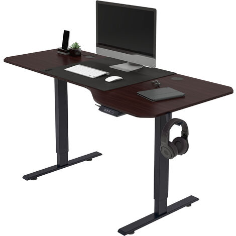 Tisch Schreibtisch Gaming schwarz Mousepad 160x75cm 160cm Elektrisch CASARIA® Stahlgestell Höhenverstellbarer Computer LCD- 73-118cm mit Display Zubehör L-Form Büro