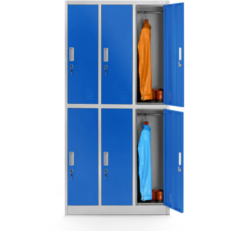 Jan Nowak Spint 3B2A Schließfachschrank Fächerschrank Wertfachschrank Umkleideschrank 6 Fächer Stahlblech Pulverbeschichtet 185cm x 90cm x 45cm grau-blau