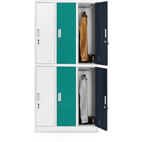 Jan Nowak Spint 3B2A Schließfachschrank Fächerschrank Wertfachschrank Umkleideschrank 6 Fächer Stahlblech Pulverbeschichtet 185cm x 90cm x 45cm mehrfarbig