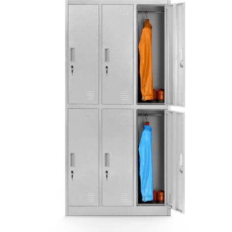 Jan Nowak Spint 3B2A Schließfachschrank Fächerschrank Wertfachschrank Umkleideschrank 6 Fächer Stahlblech Pulverbeschichtet 185cm x 90cm x 45cm grau