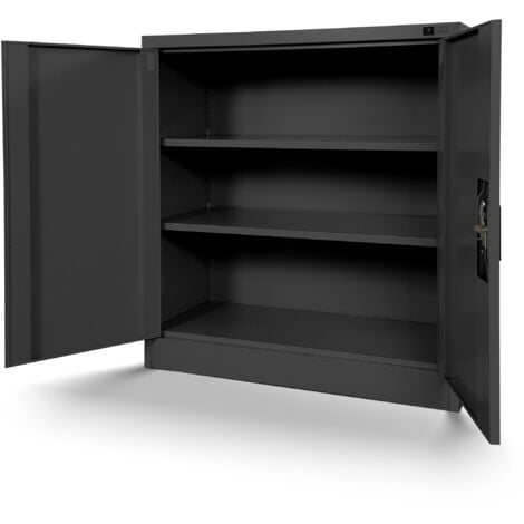 Jan Nowak C001B kleiner Aktenschrank abschließbar Büroschrank Metallschrank Wertfachschrank 92,5 cm x 90 cm x 40 cm Anthrazit