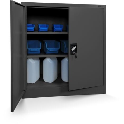 Jan Nowak C001B kleiner Aktenschrank abschließbar Büroschrank Metallschrank Wertfachschrank 92,5 cm x 90 cm x 40 cm Anthrazit