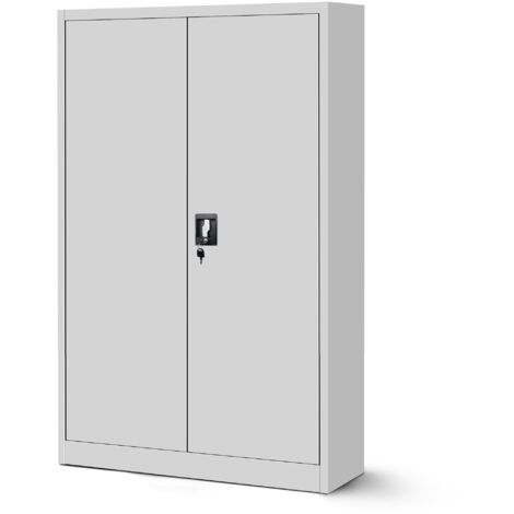 Büroschrank Aktenschrank 90x40x180 Cm – Metallschrank Mit 3 Böden, Pulverbeschichtet Grau, Abschließbar