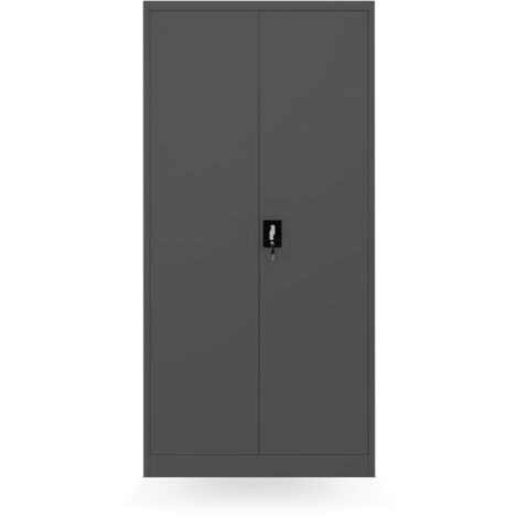 Metallschrank C34 Aktenschrank Werkzeugkschrank Umkleideschrank Spind Flügeltüren Kleiderstange Pulverbeschichtung Metall Abschließbar 185 cm x 90 cm x 45 cm (H x B x T) Anthrazit