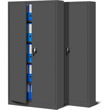 Jan Nowak 2er Set Aktenschrank C001 Metallschrank Stahlschrank Werkzeugschrank BĂĽroschrank Lagerschrank Universalschrank Pulverbeschichtung FlĂĽgeltĂĽren 185 cm x 90 cm x 40 cm (anthrazit/anthrazit)