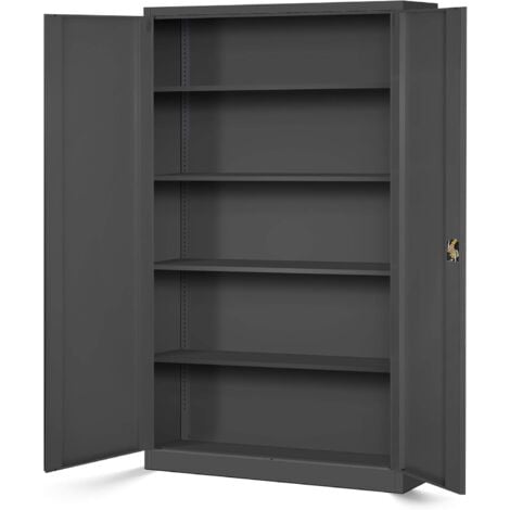 Büroschrank C001II Aktenschrank XXL Metallschrank Flügeltüren Stahlblech Pulverbeschichtung 185 cm x 115 cm x 40 cm (anthrazit/anthrazit)