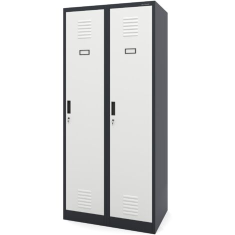 Jan Nowak Stahlspind Garderobenschrank Spind Kleiderspind Doppelspind 2 Abteile FlĂĽgeltĂĽren Trennwand Pulverbeschichtung 180 cm x 80 cm x 50 cm (H x B x T) (anthrazit/weiĂź)
