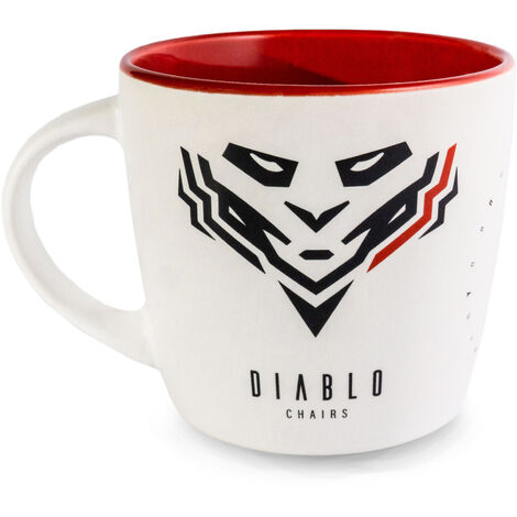 Diablo Keramik Becher Teebecher Kaffebecher Trinkbecher 300 ml 92x85 mm (weiß-rot) (1/2)