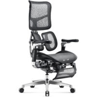 Diablo Brave V-Kinetic Bürostuhl Ergonomisch Schreibtischstuhl Chefsessel mit Fußstütze 5D Armlehnen Netzstoff Lendenwirbelstütze Verstellbarer Sitz Belastbar bis 120 kg (Schwarz)