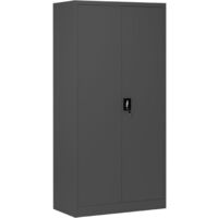 Metallschrank C34 Aktenschrank Werkzeugkschrank Umkleideschrank Spind Flügeltüren Kleiderstange Pulverbeschichtung Metall Abschließbar 185 cm x 90 cm x 45 cm (H x B x T) Anthrazit