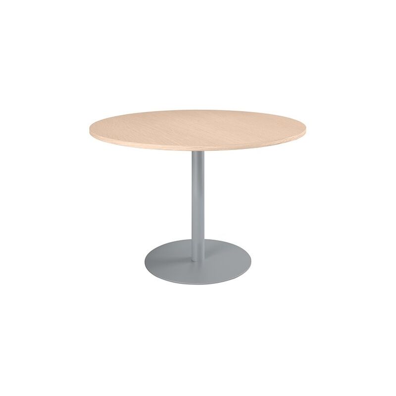 Table ronde 120 cm plateau hêtre piètement colonne aluminium Essens - Maxiburo