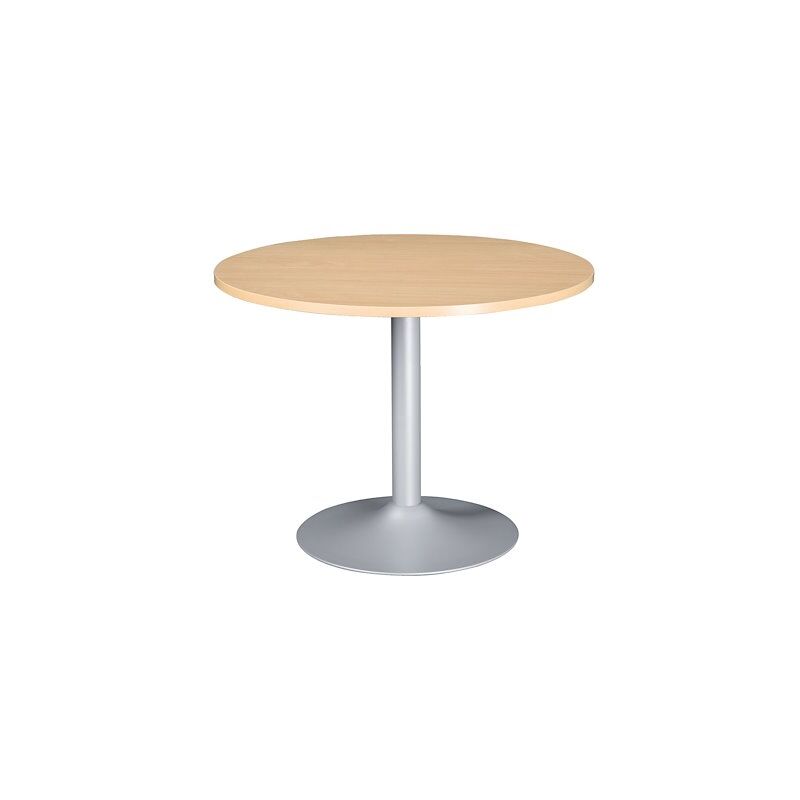 Table Ronde Blanc Plateau Hêtre 120 Cm – Pieds Tubes Métal – Jusqu’à 6 Personnes – Fabrication Française