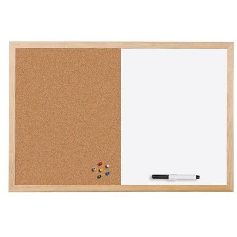 Bi-Office Tableau Mixte Magnétique Effaçable + Liège Vert Pastel 40x60 Cm – Idéal Bureau & Organisation
