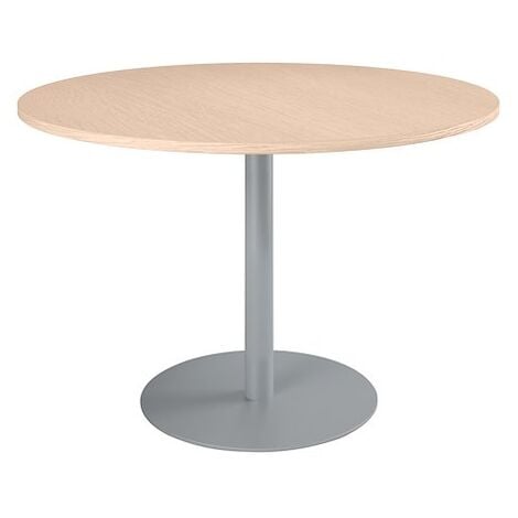 Table ronde 120 cm plateau hêtre piètement colonne aluminium Essens - Maxiburo