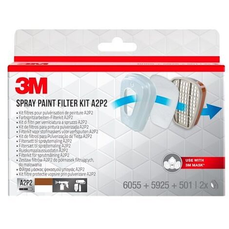 Kit de 2 filtres A2P2 pour masque Série 6000 – Faible résistance respiratoire – Compatibles avec demi-masques 3M