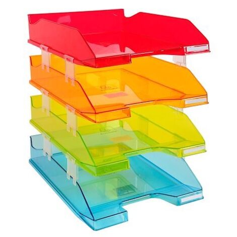 Lot de 4 corbeilles à courrier Exacompta Linicolor - transparentes assorties (1/2)
