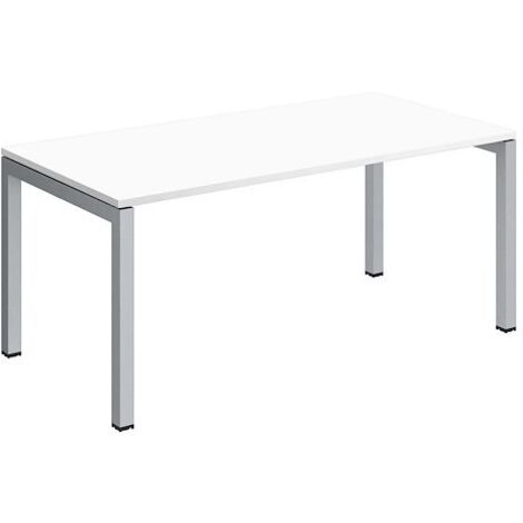 Bureau droit Teamline plateau blanc 160 cm - piètement métal aluminium - Maxiburo