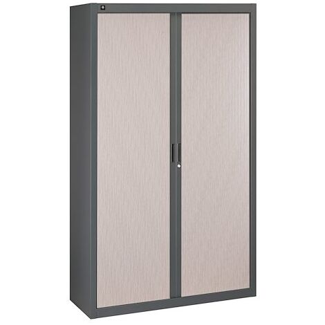 Armoire à rideaux démontables 200 x 120 cm anthracite - portes chêne gris - Maxiburo