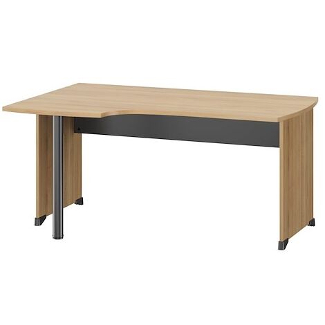 Bureau compact chêne retour à gauche L 160 cm piètement plein bois - Jazz (1/5)