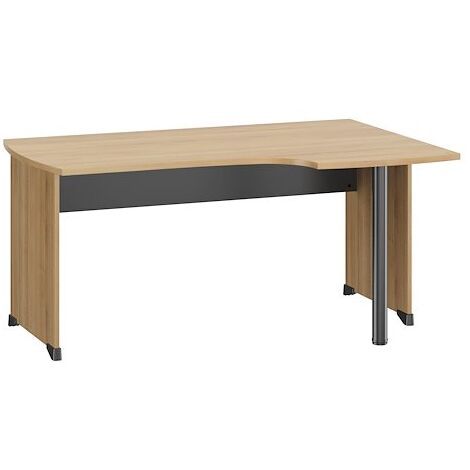 Bureau compact chêne retour à droite L 160 cm piètement plein bois - Jazz