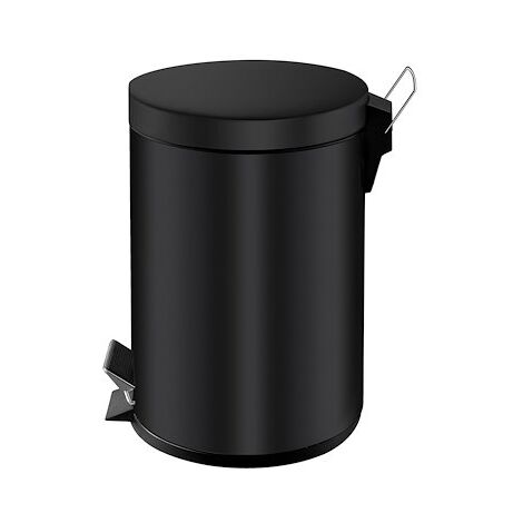 Poubelle métal noir à pédale ronde, 3 litres - Maxiburo