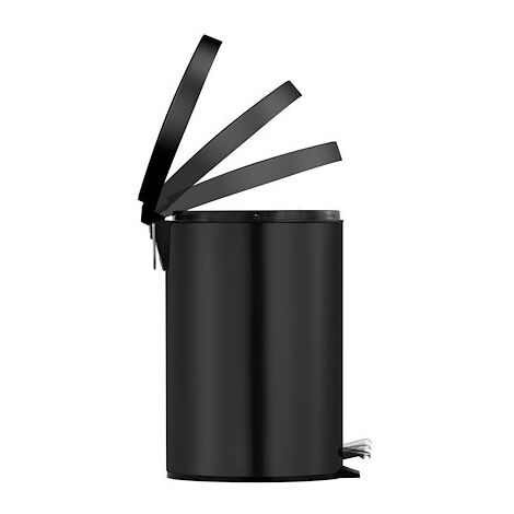 Poubelle métal noir à pédale ronde, 3 litres - Maxiburo