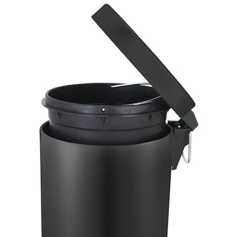 Poubelle métal noir à pédale ronde, 3 litres - Maxiburo