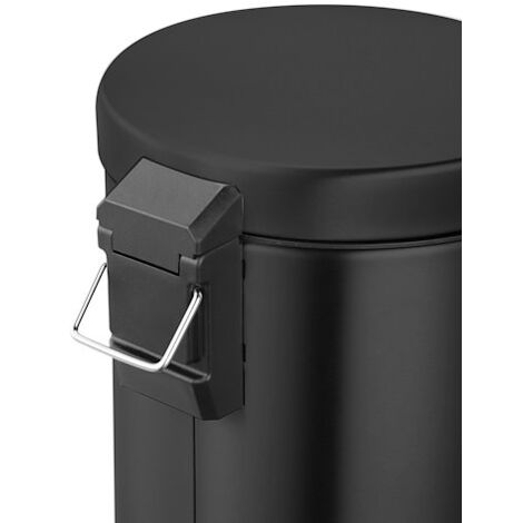 Poubelle métal noir à pédale ronde, 3 litres - Maxiburo
