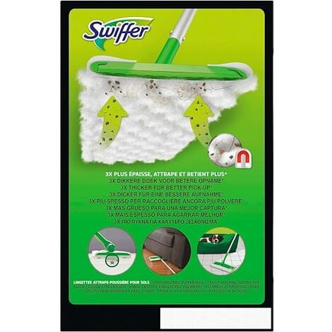 Swiffer Kit Balai Attrape-Poussière + 8 Lingettes Sèches, Retient 3x plus  de poussière et de poils, : : Cuisine et Maison