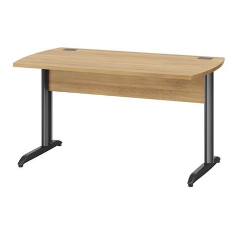 Bureau droit L 140 cm Jazz piètement Métal - Plateau chêne (1/2)