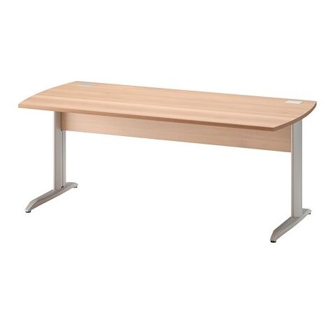 Bureau droit L 160 cm Jazz piètement Métal - Plateau hêtre ambré (1/3)