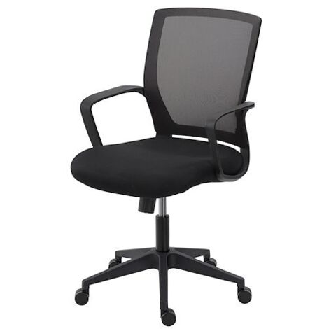Chaise de bureau Cere tissu et maille Noir - dossier bas - accoudoirs - mécanisme Basculant centré - pieds noir - Maxiburo (1/5)